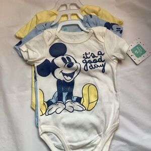 Disney Mickey Mouse Bodysuit Trio - Cream, Blue, Yellow